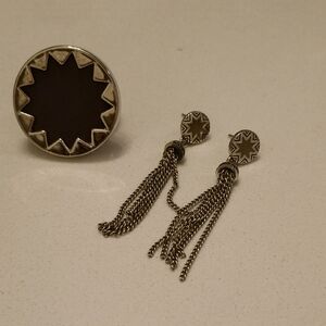 HOH Silver and Brown Starburst Jewelry Set